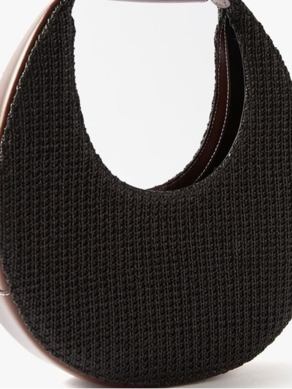 STAUD Black Woven Crescent Shoulder Bag